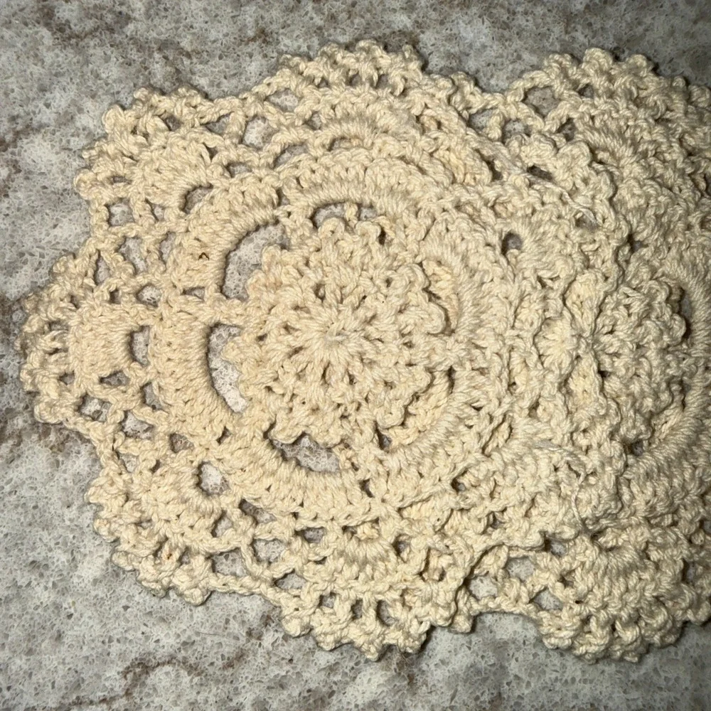 Set Of 12 Vintage Crochet Doily Doilies 4 Inch round Beige Cotton Petite NOS